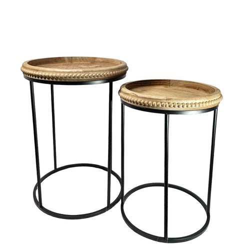 Set x2 mesas auxiliares redondas en madera 59, 62 cm