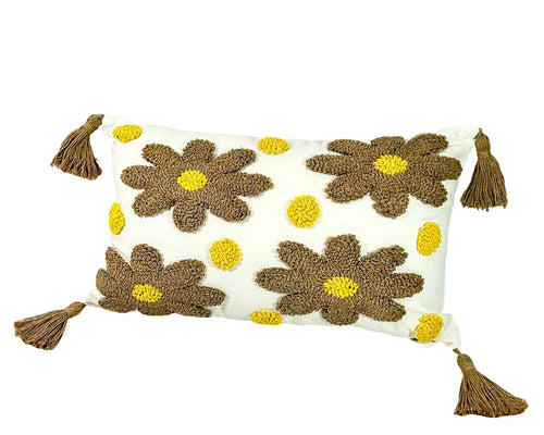 funda cojin rectangular flores moka 30x50 cm (no incluye relleno )