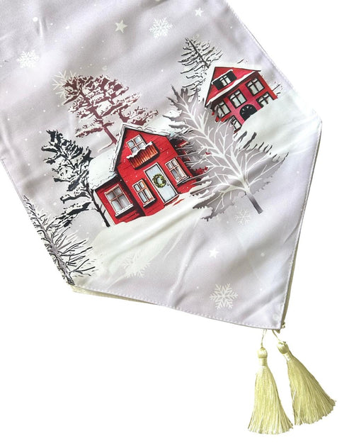 Camino de mesa navideño  villas 33x180 cm