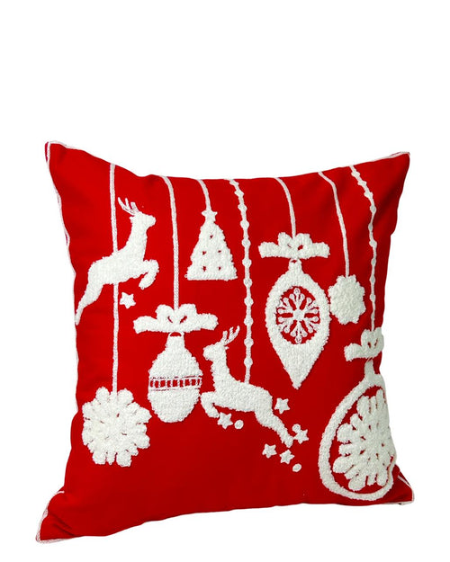 Cojin navideño bordado de reno con bolas 45x45 cm ( no incluye relleno)