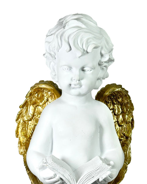 Angel grande con libro y alas doradas 29x20 cm