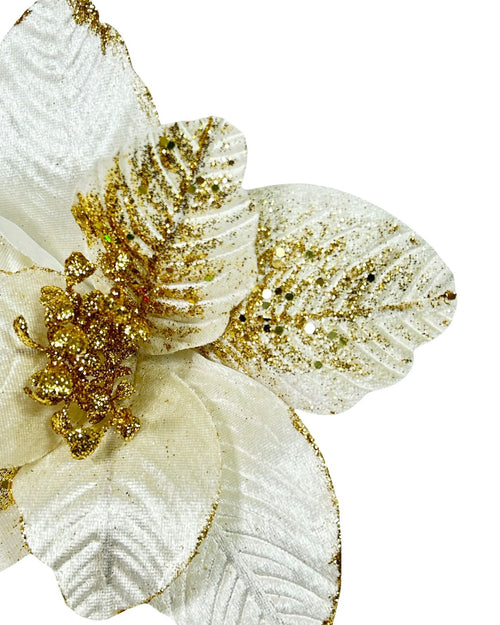 Flor magnolio beige con dorado 25dm