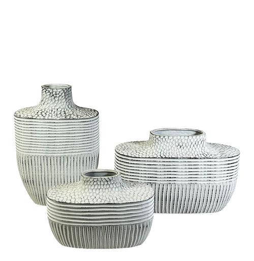 florero alto  ceramica white boho 30x20 cm