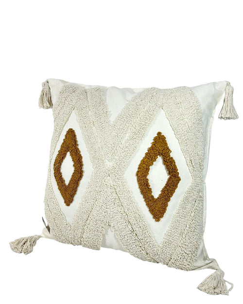 Cojin funda beige con moka geometric 45x45 cm ( sin relleno)
