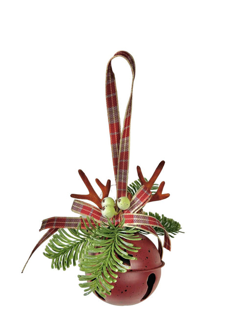 adorno cascabel  para colgar metalico rojo  14x9 cm