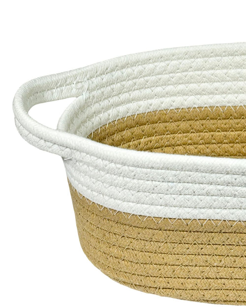 Cesto ovalo tejido en camel  11x30cm