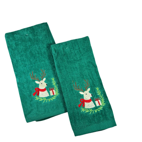 toalla navidad verde renos  2 tamaños