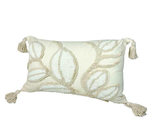 Cojin funda hojas bali beige 2 tamaños (sin relleno)