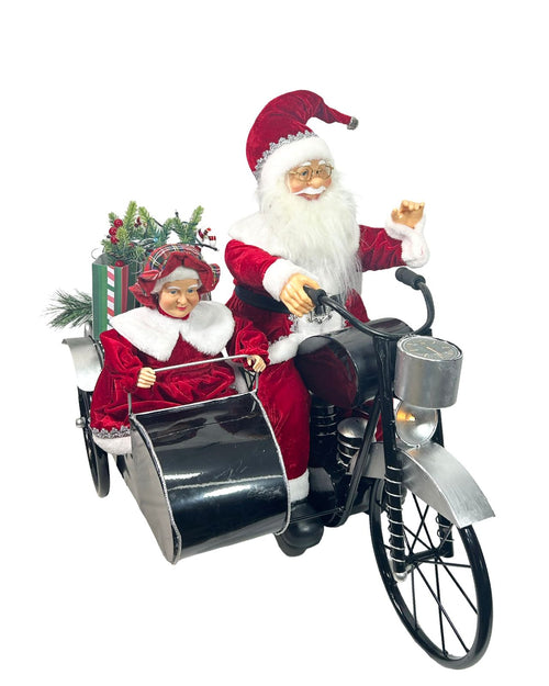 santa clauss con señora clauss en moto  70x77 cm