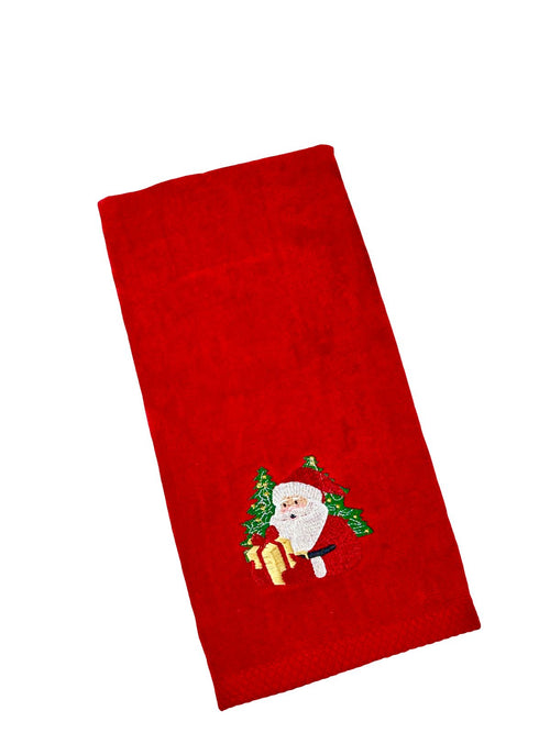 toalla navideña roja santa y arbol  500 gm algodon 100% 40x66 cm