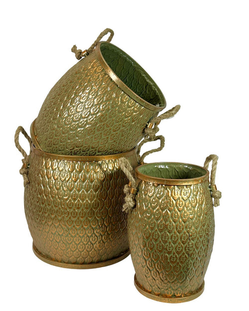 macetero x3 cobre  banglades  33,32 y 30 cm