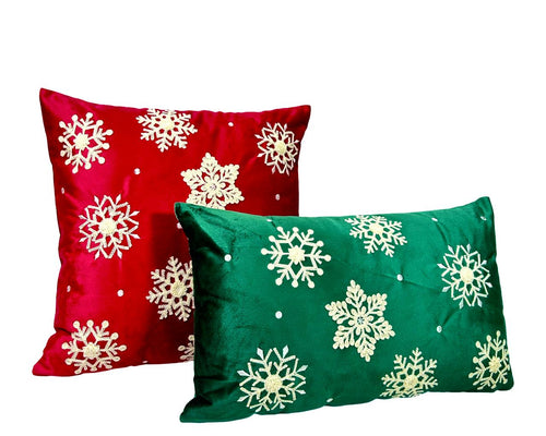 cojin rojo navidad  copitos  rectangular30x50 cm ( no incluye relleno )