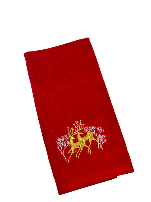 toalla navideña roja renos  500 gm algodon 100% 40x66cm