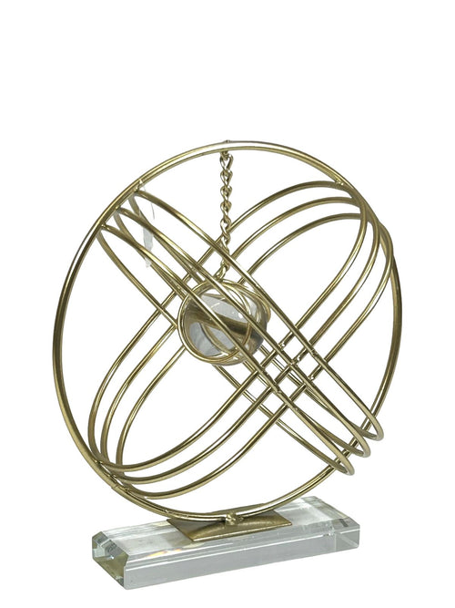 escultura metalica y cristal universe 20x18 cm