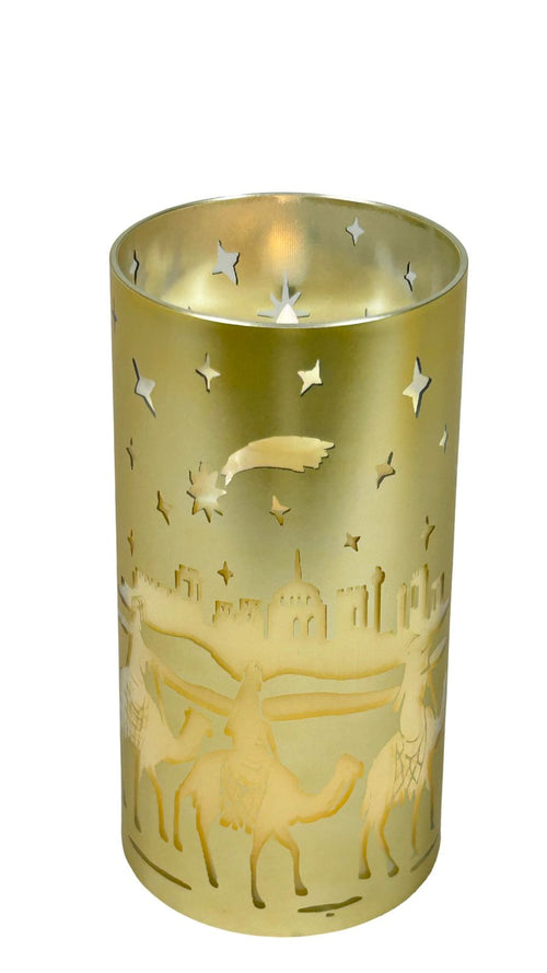 Vela dorada led nacimiento dg 15 x8 cm