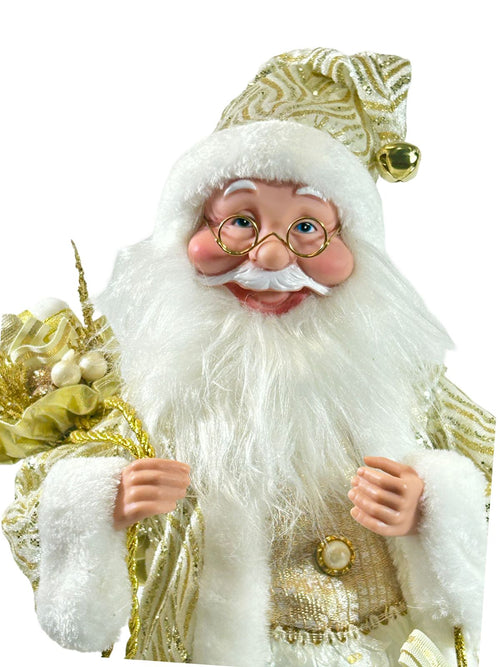 santa con cuerda y bola dorada 46cm