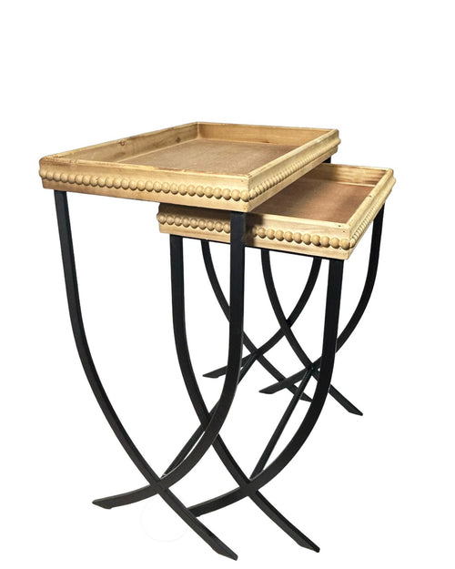 Set x2 mesas auxiliares en madera rectangulares 70, 63 cm