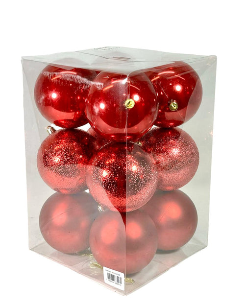 paquete de bola roja  x 12 ps mix 10 cm