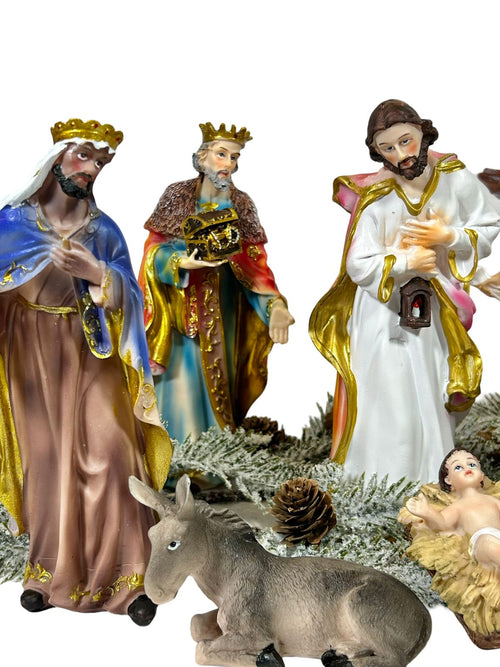 pesebre por 11  figuras 20 cm en poliresina