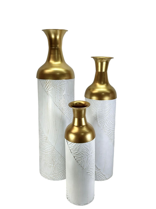 florero grande metalico hojas 77 cm
