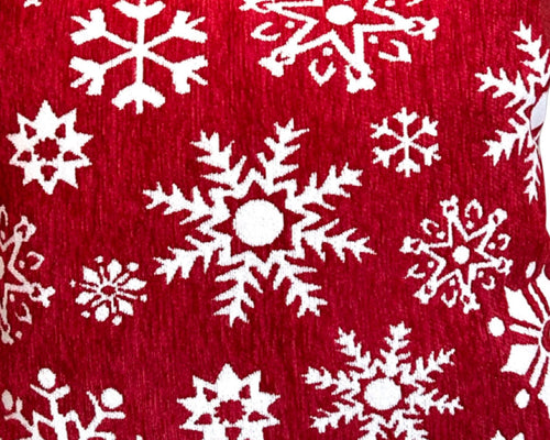 cojin  terciopelo copitos nieve rojo  45x45 (no incluye relleno )