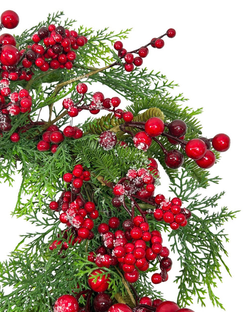 Corona grande  de cerezos rojos de 60 de diámetro en látex e icopor
