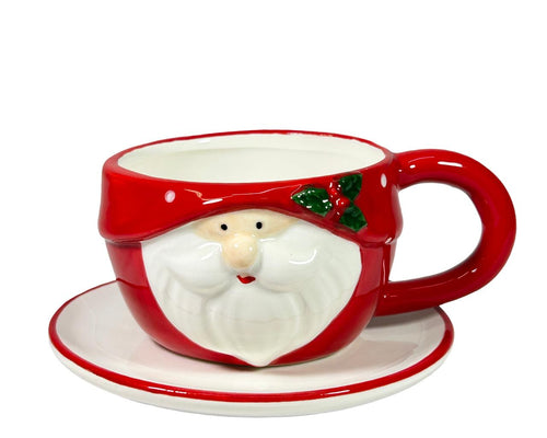 Pocillo santa con plato en cerámica 13x8cm