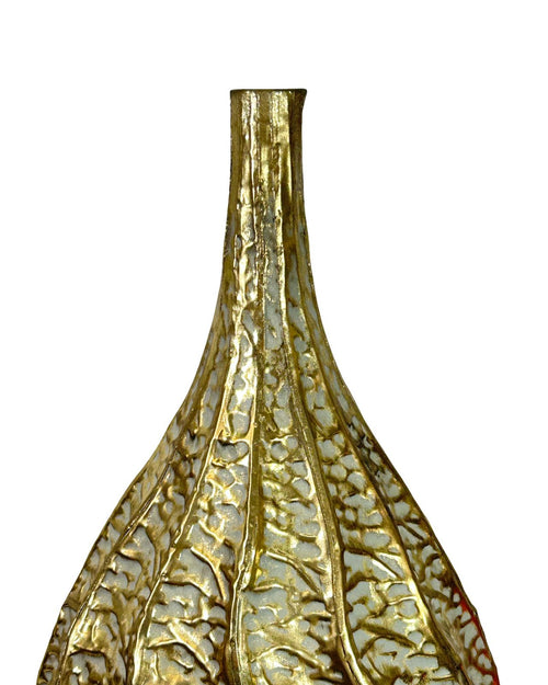 Jarron metalico dorado con ondas 2 tamaños