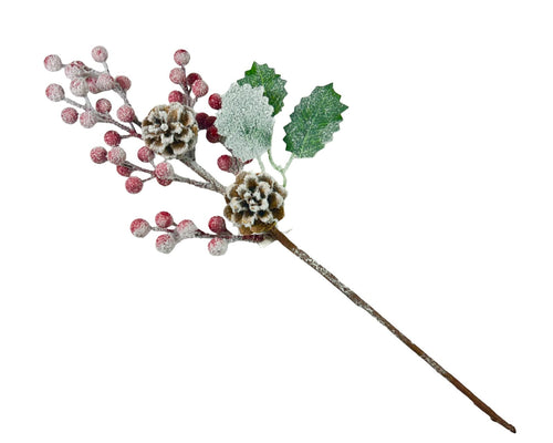 Vara de berry y piña seca de 49 cm de largo en icopor y látex