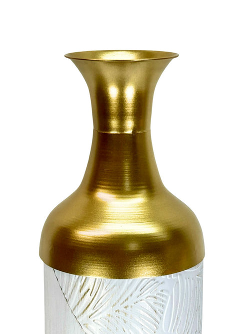 florero mediano metalico hojas 65 cm