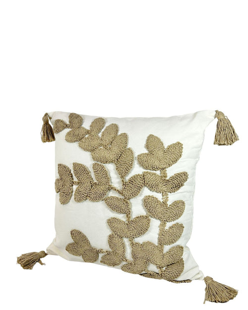 Cojin funda hojas de laurel camel 45x45cm
