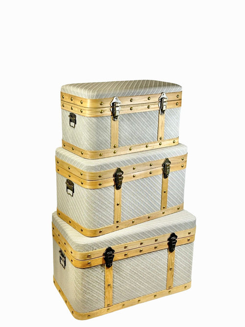 Set x3 baules grandes gris en madera 59,53,49, cm