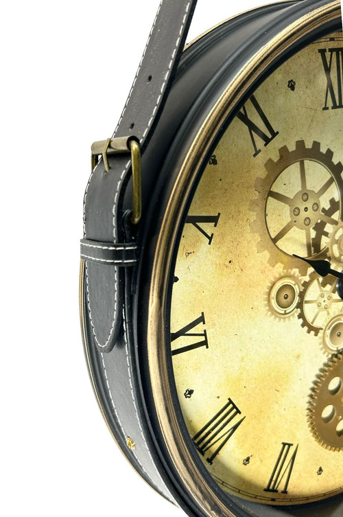 reloj de pared correa cuero 36 dm