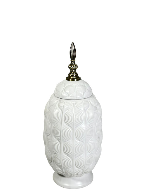 anfora ceramica ondas mediana white 35x14 cm