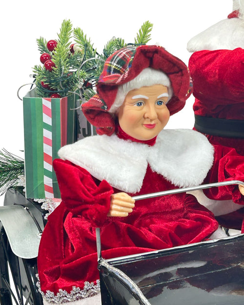 santa clauss con señora clauss en moto  70x77 cm