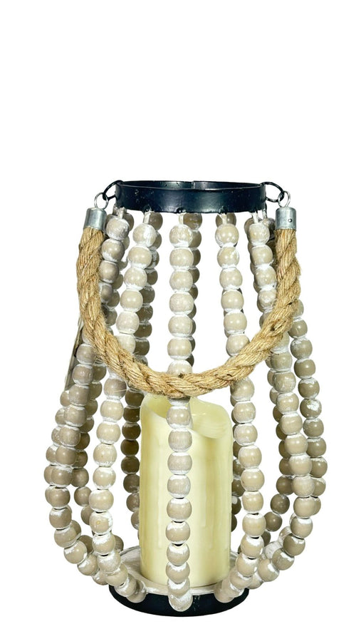 Bricero boho metalico con madera mediano ( no incluye vela)