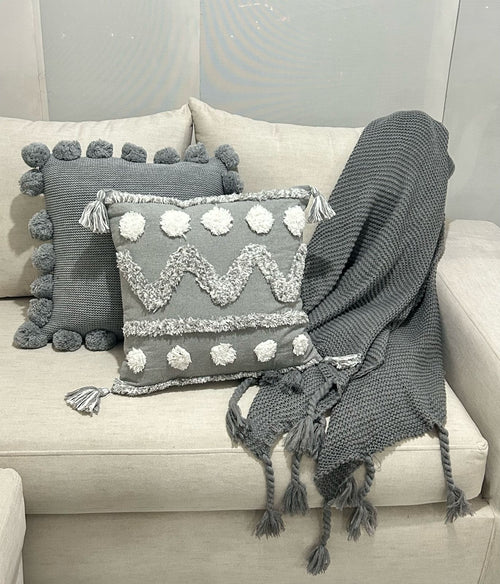 manta fraza tejida gris  lasos 127x152 cm