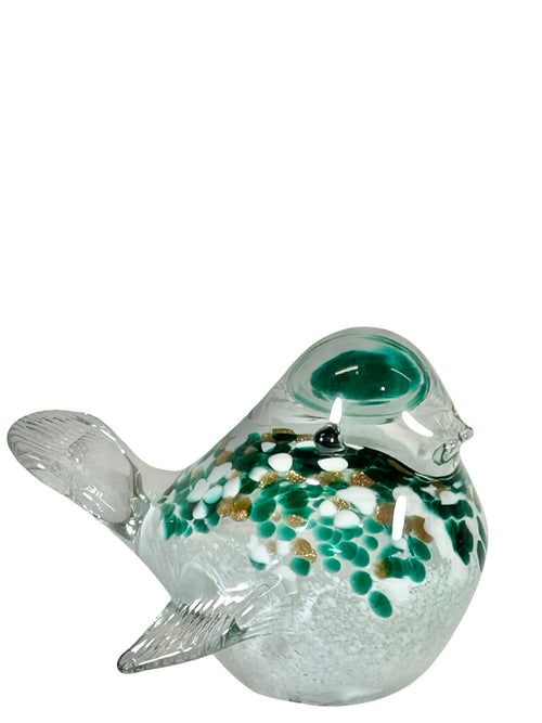 pajaro en cristal y metal 24x15 cm