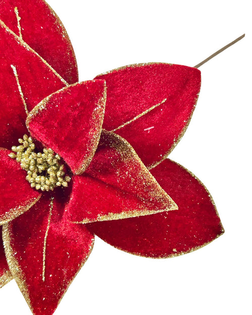Ponsetia de navidad  en color roja con Mirella dorada en 32 de diámetro