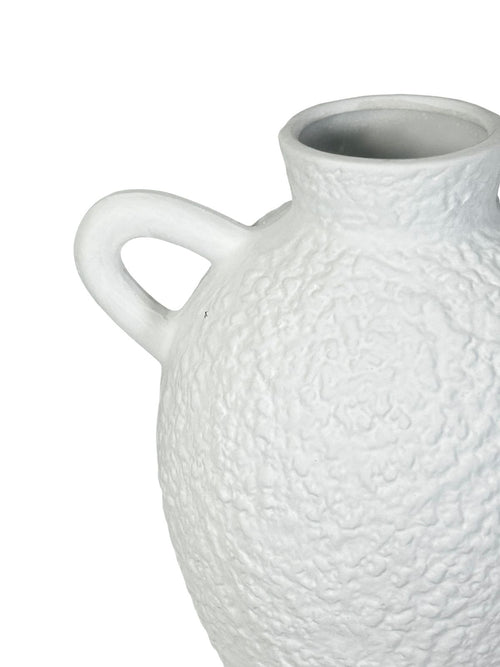 Jarron blanco con blanco de azas boho 23x20