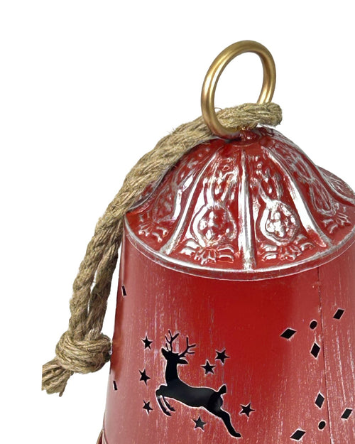 CAMPANA GRANDE ROJA CON RENOS ARTIS 29X18 CM