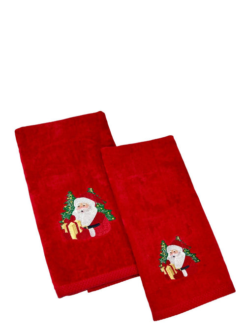 toalla navideña roja santa y arbol  500 gm algodon 100% 40x66 cm
