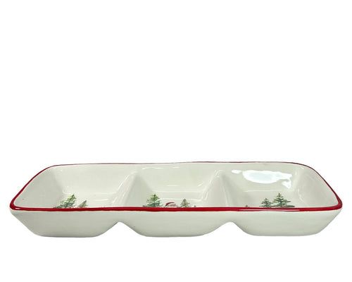 bandeja pasabocas 3 diviciones 34x13 cm