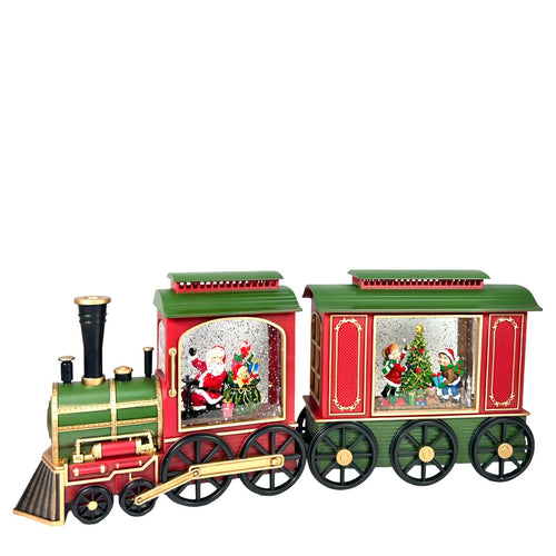 Tren de 2 vagones con santa y un arbol  48x20 cm