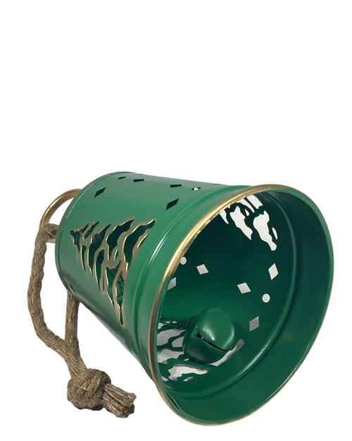 campana metalica verde  arbol 29x18 cm