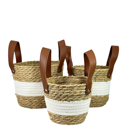 Set x 3 cestos tejidos 17,14,13 cm