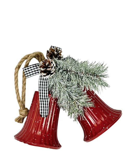 CAMPANAS DOBLES ROJAS CON PIÑAS 21X25 CM