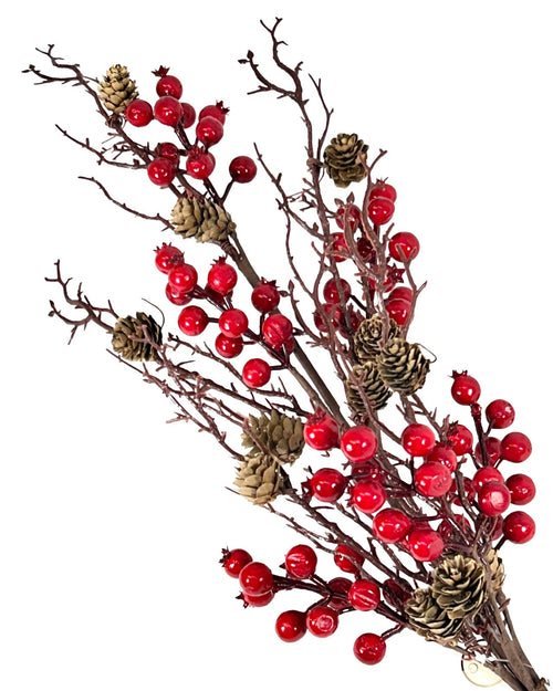 Vara grande de navidad con berrys rojo 90cm de largo por 25cm de ancho
