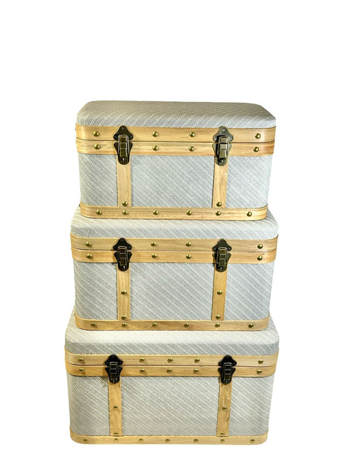 Set x3 baules grandes gris en madera 59,53,49, cm