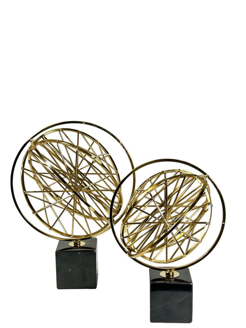 adorno metalico y marmol estilo universo 34x24 cm
